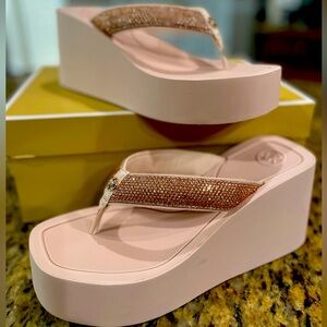 MK Wedge Sandals NWT rose gold